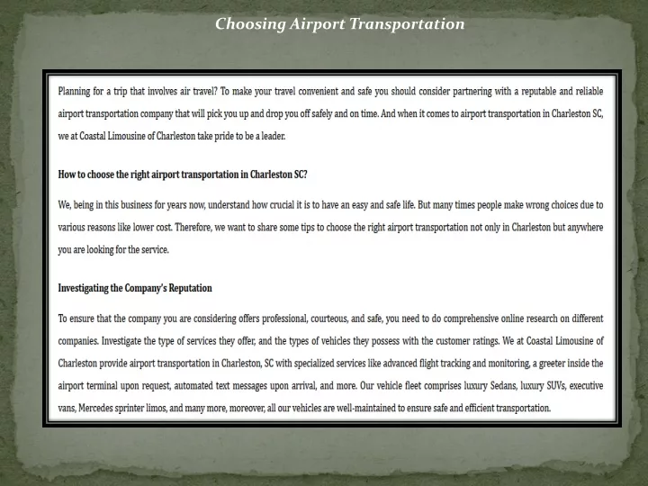 choosing airport transportation