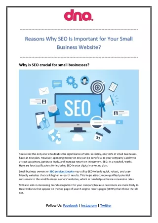 Reasons Why SEO Is Important for Your Small Business Website