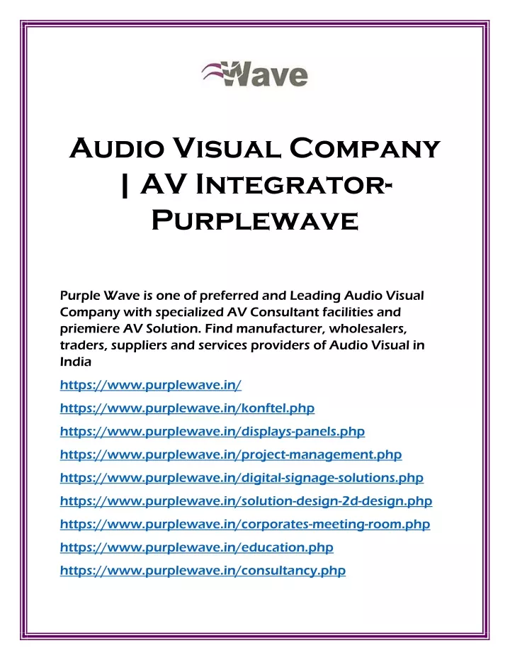 audio visual company av integrator purplewave