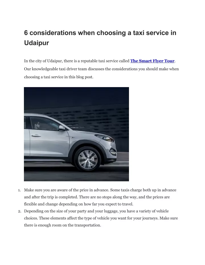 6 considerations when choosing a taxi service