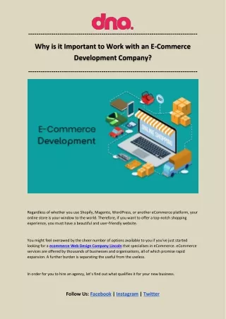 Why is it Important to Work with an E-Commerce Development Company