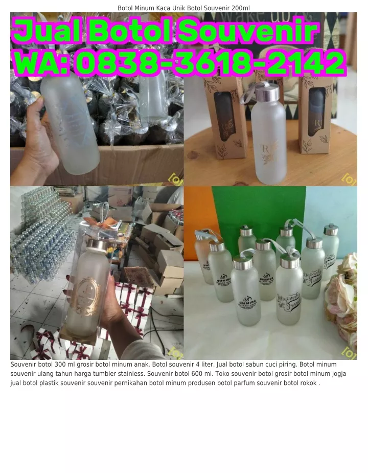 botol minum kaca unik botol souvenir 200ml