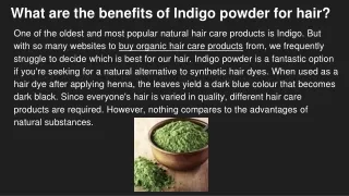 What are the benefits of Indigo powder for hair_
