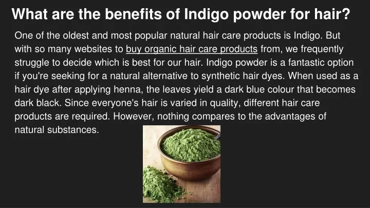what are the benefits of indigo powder for hair