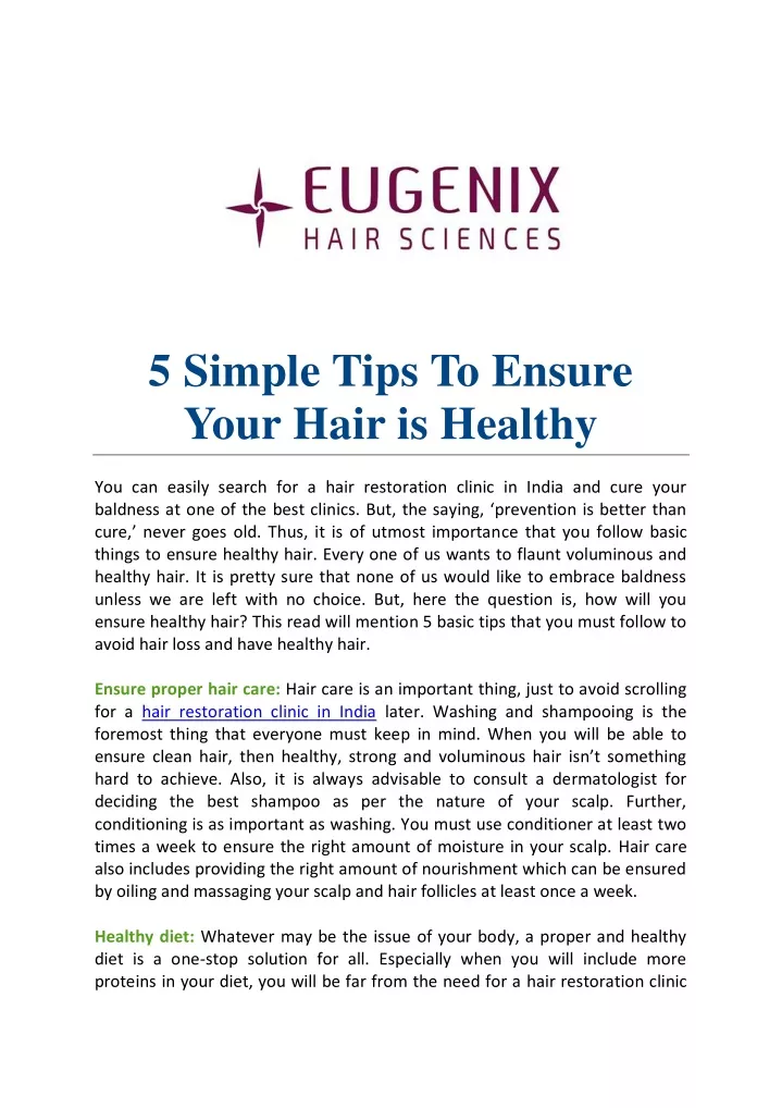 5 simple tips to ensure your hair is healthy