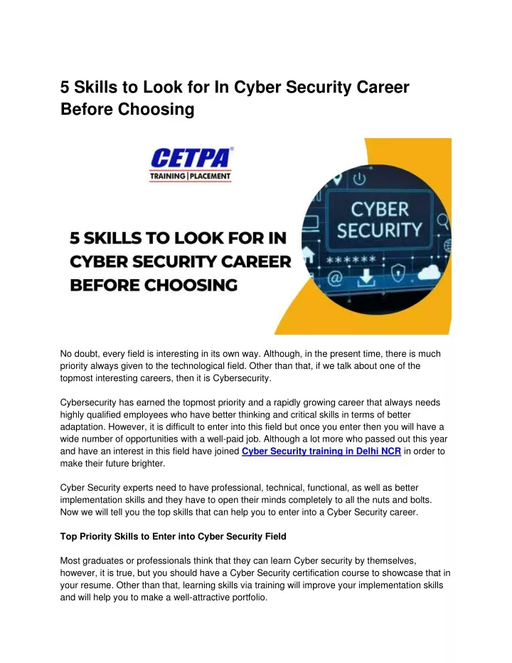 5 skills to look for in cyber security career