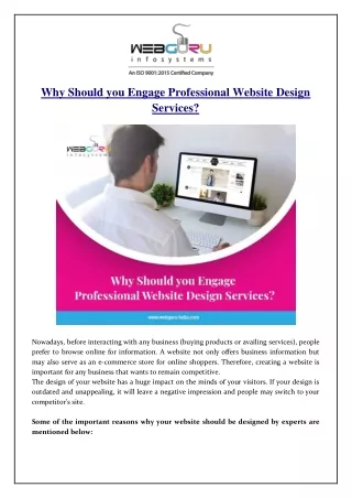 why should you engage professional website design