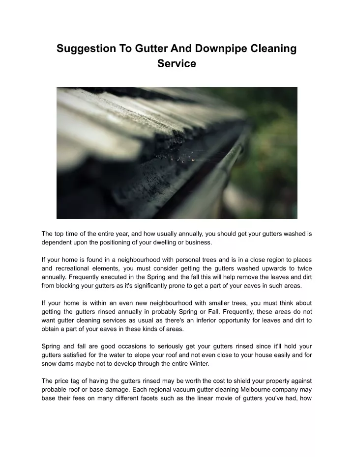 suggestion to gutter and downpipe cleaning service