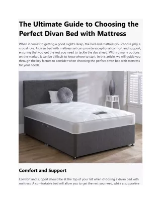 The Ultimate Guide to Choosing the Perfect Divan Bed with Mattressaj