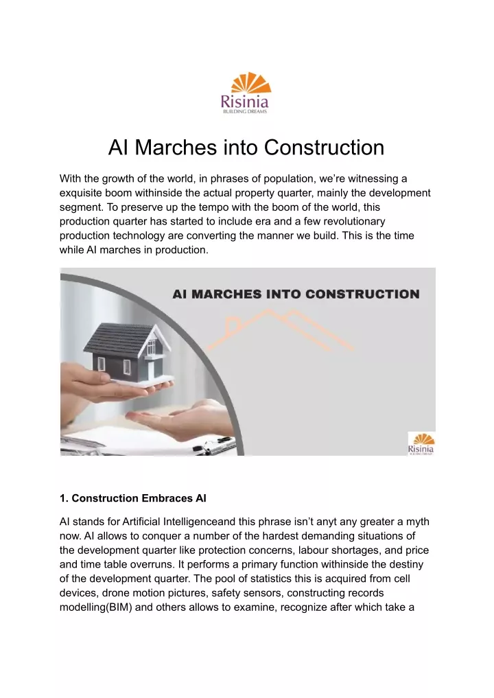 ai marches into construction