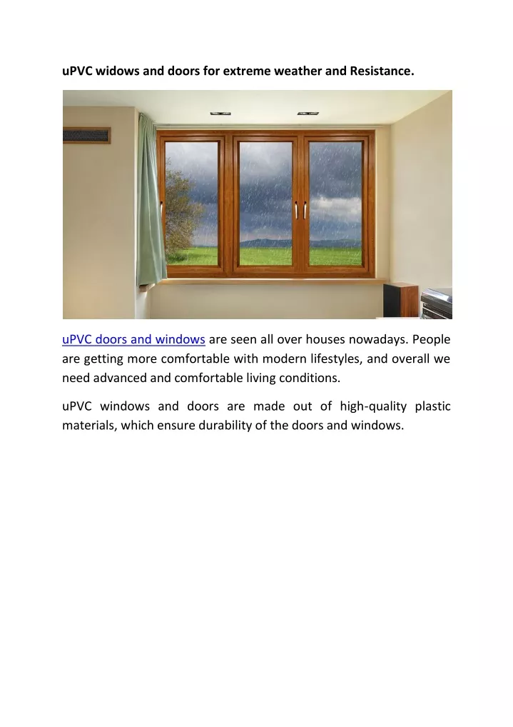upvc widows and doors for extreme weather