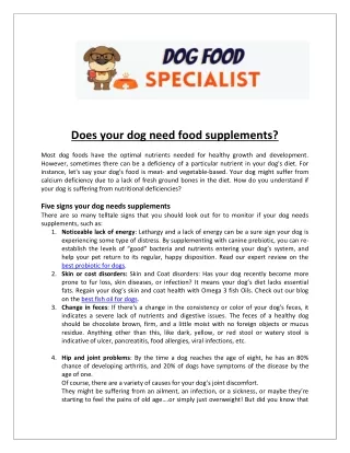 Does your dog need food supplements?