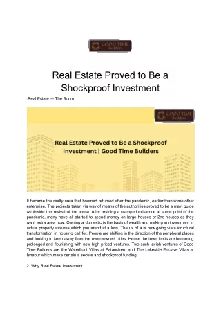 Real Estate Proved to Be a Shockproof Investment _ Good Time Builders
