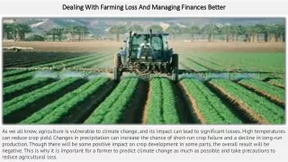 Dealing With Farming Loss And Managing Finances Better