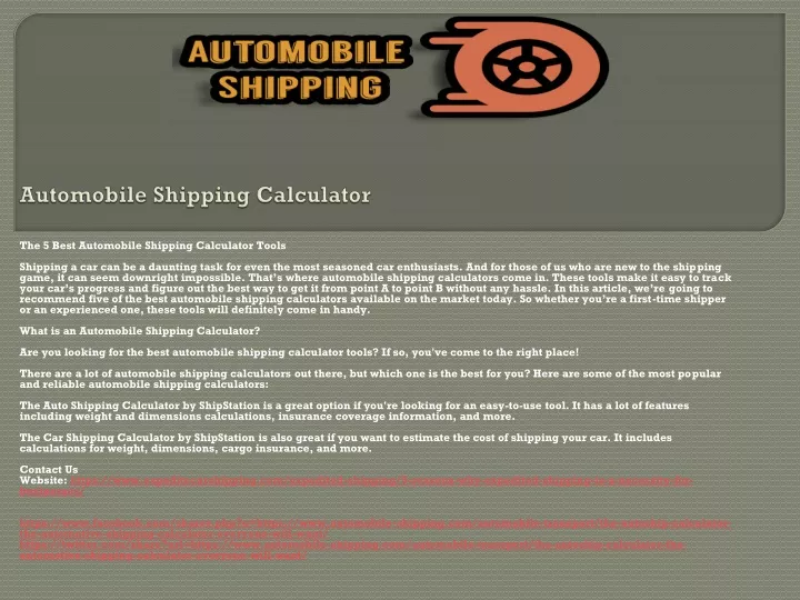 automobile shipping calculator