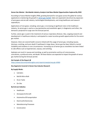 xenon gas market worldwide industry analysis