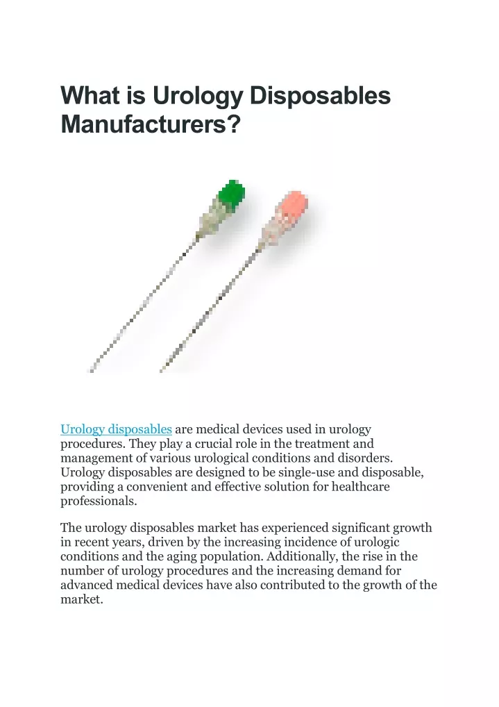 what is urology disposables manufacturers