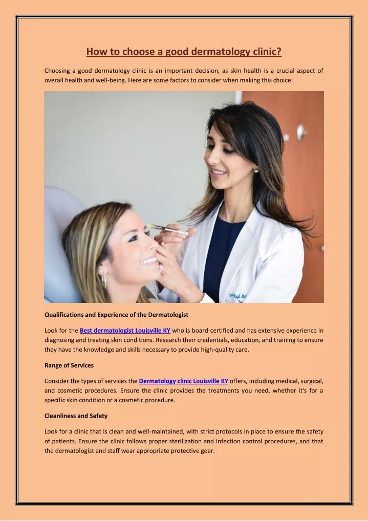 how to choose a good dermatology clinic