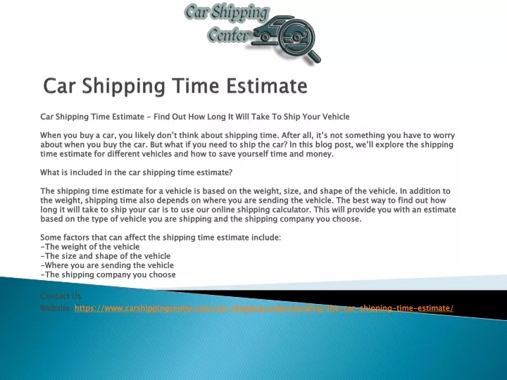 car shipping time estimate