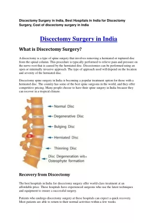 Discectomy Surgery in India