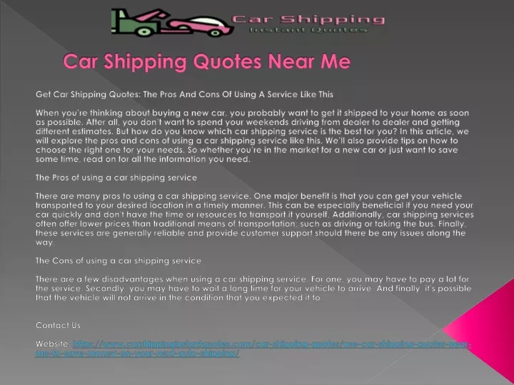 car shipping quotes near me