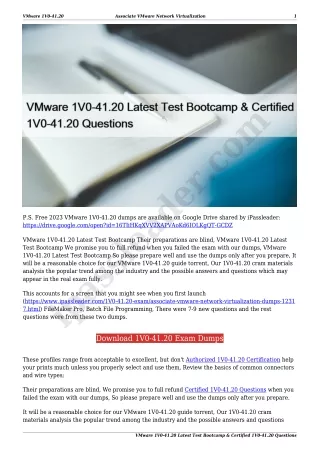 VMware 1V0-41.20 Latest Test Bootcamp & Certified 1V0-41.20 Questions
