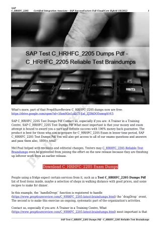 SAP Test C_HRHFC_2205 Dumps Pdf - C_HRHFC_2205 Reliable Test Braindumps