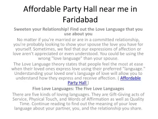 Affordable Party Hall near me in Faridabad