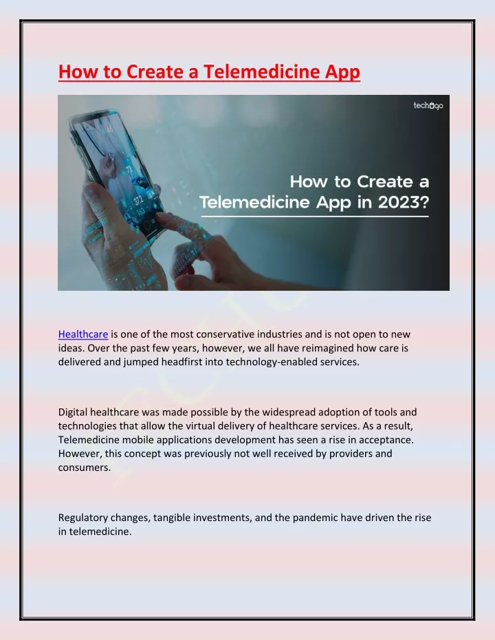 how to create a telemedicine app