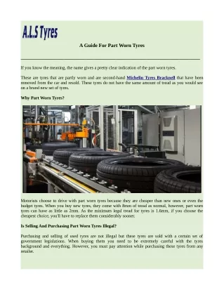 A Guide For Part Worn Tyres