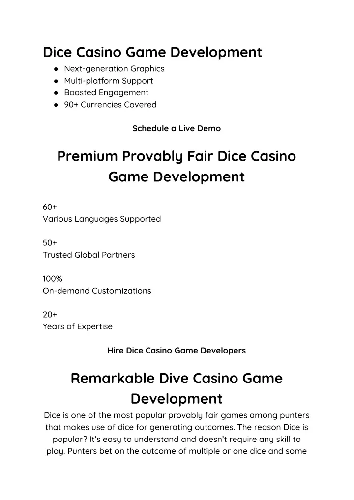 dice casino game development next generation