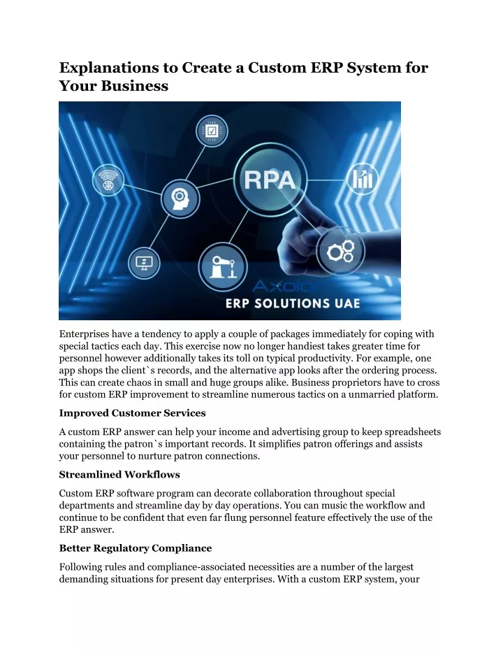 explanations to create a custom erp system