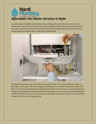 Affordable Hot Water Services in Ryde