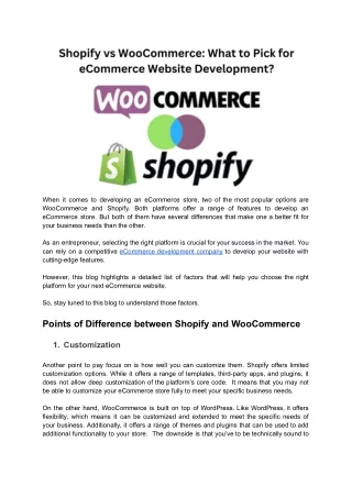 Shopify vs WooCommerce_ What to Pick for Your ecommerce website Development