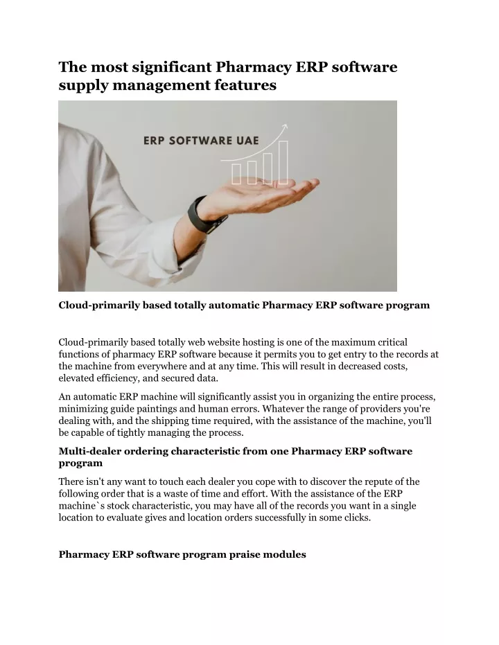 the most significant pharmacy erp software supply