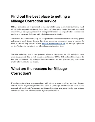 Find out the best place to getting a Mileage Correction service