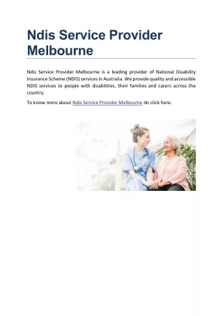 Ndis Service Provider Melbourne