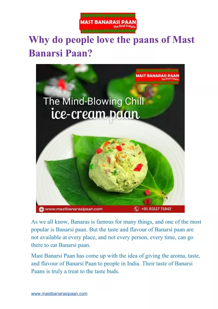 why do people love the paans of mast banarsi paan