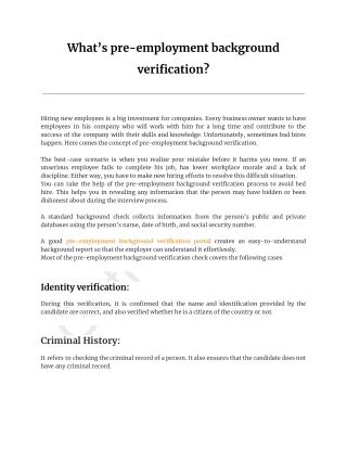 What’s pre-employment background verification