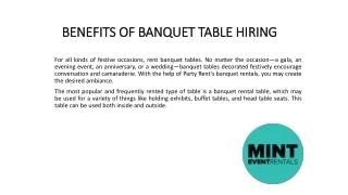 BENEFITS OF BANQUET TABLE HIRING