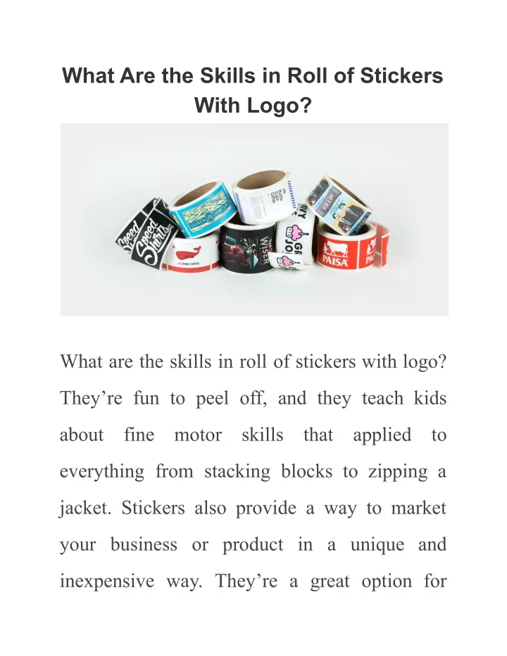 what are the skills in roll of stickers with logo