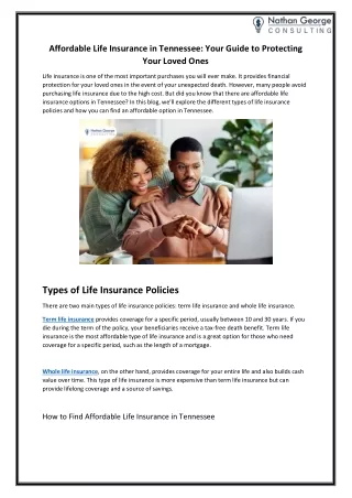 Affordable Life Insurance in Tennessee Your Guide to Protecting Your Loved Ones
