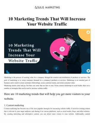 10 Marketing Trends That Will Increase Your Website Traffic