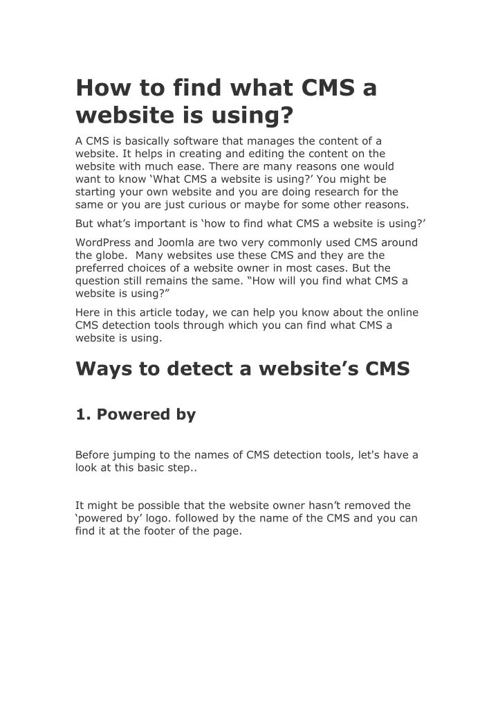 how to find what cms a website is using