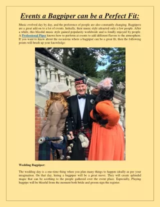 Events a Bagpiper can be a Perfect Fit