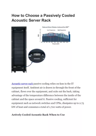 How to Choose a Passively Cooled Acoustic Server Rack
