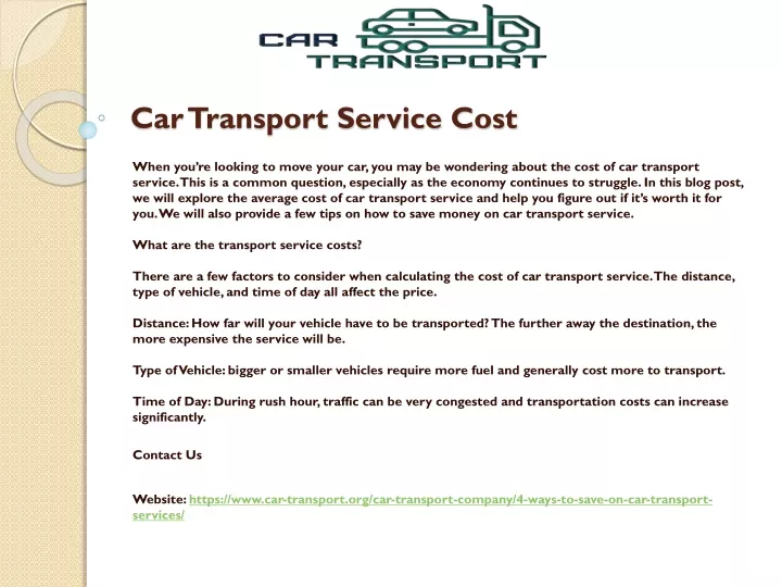 car transport service cost