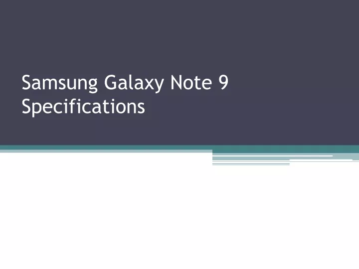 samsung galaxy note 9 specifications