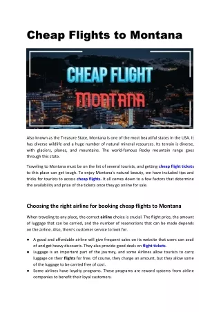 Cheap Flights to Montana