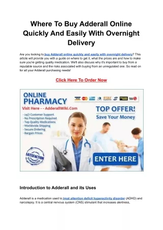 Buy Adderall Online Quickly And Easily With Overnight Delivery